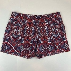 Saint Tropez West Womens Size 6 Red White Blue Paisley Cotton Blend Shorts